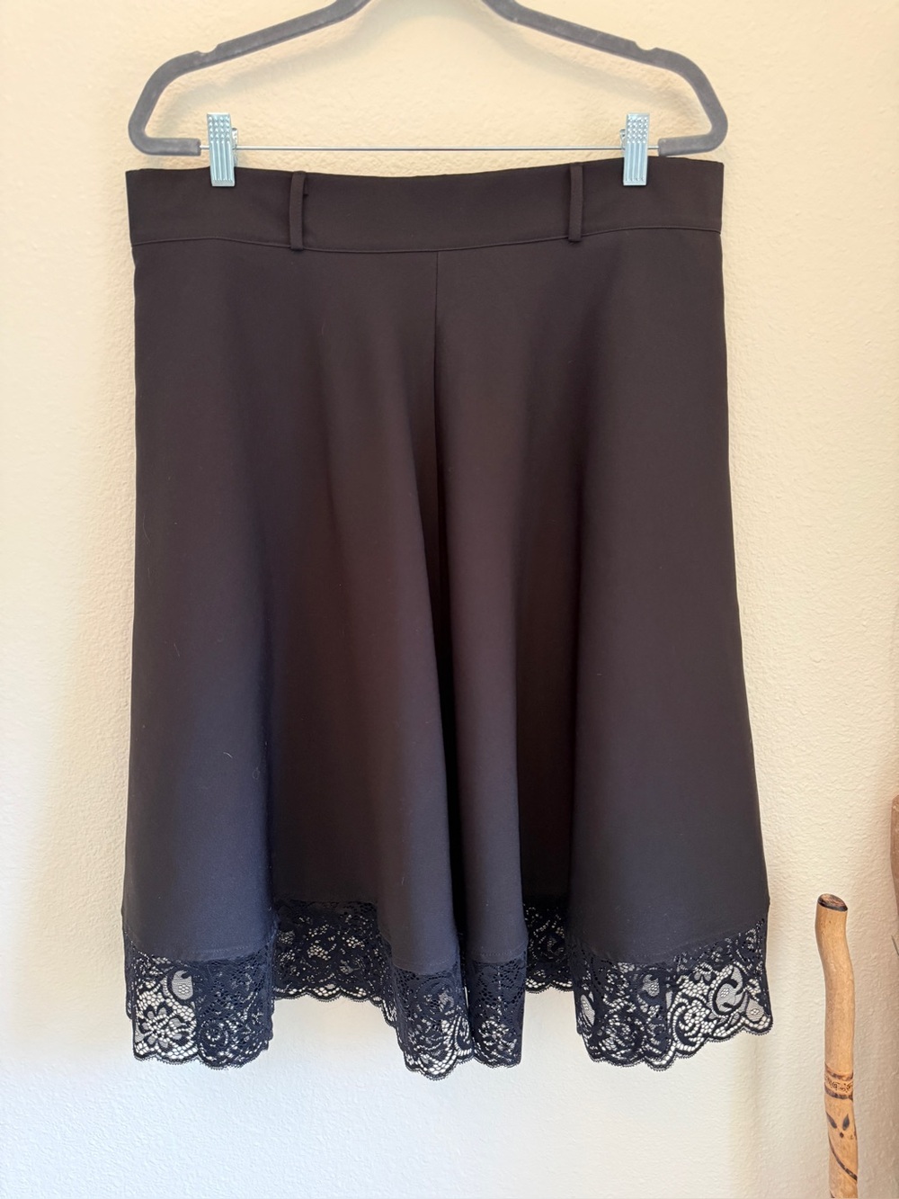 Black A-Line Lace Hem Skirt Goth Gothic Dark Romantic Above Knee L